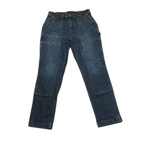 Duluth Flex Double Knee Chapped Blue Heavy Denim High Waist Carpenter Jeans